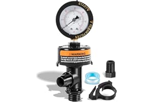 98209800 High Flow Manual Air Relief Valve with Pressure Gauge Top Mount Replacement for Pool and Spa Filter Clean & Clear, E