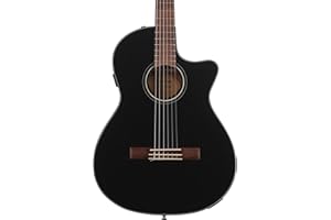 Fender CN-140SCE Thinline Concert Nylon String Acoustic Guitar, with 2-Year Warranty, Black, with Case