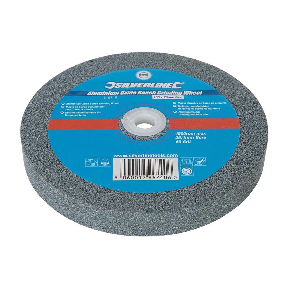 Silverline 819719 Aluminium Oxide Bench Grinding Wheel 150 x 20 mm Fine