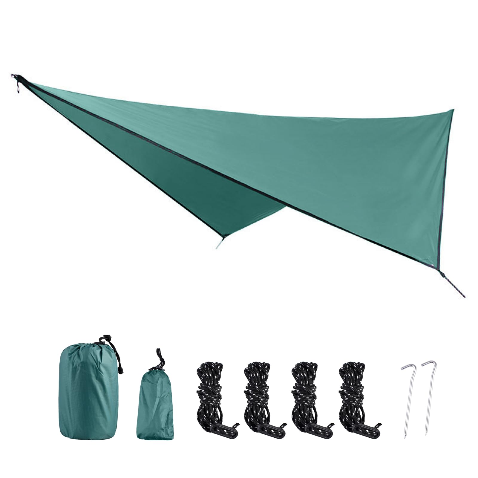 TRIWONDER Camping Tarp Cover Waterproof Rain Fly Tent Ground Cloth Footprint Hammock Shelter for Outdoor Hiking Picnic Beach (Dark Green+Accessories)