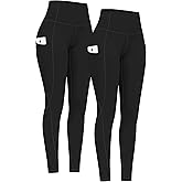 PHISOCKAT 2 Pack High Waist Yoga Pants with Pockets, Tummy Control Leggings, Workout 4 Way Stretch Yoga Leggings