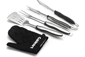 Cuisinart CGS-134BL Grilling Tool Set with Grill Glove, Black, 3-Piece