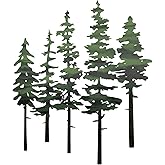ESTART Metal Pine Tree Wall Art, Metal Tree Wall Decor | Nature Rustic Farmhouse Cabin Decor, Forest Wall Art for Home Living Room Bedroom Office Indoor and Outdoor Decoration(Green)