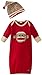 Sozo Baby Boys Sock Monkey Gown & Cap Set, Red/Tan, 0-6 Months