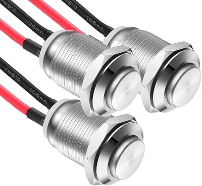 Gebildet 3 Pcs Prewired Waterproof Push Button Latching 12mm 2A 125V/250V AC