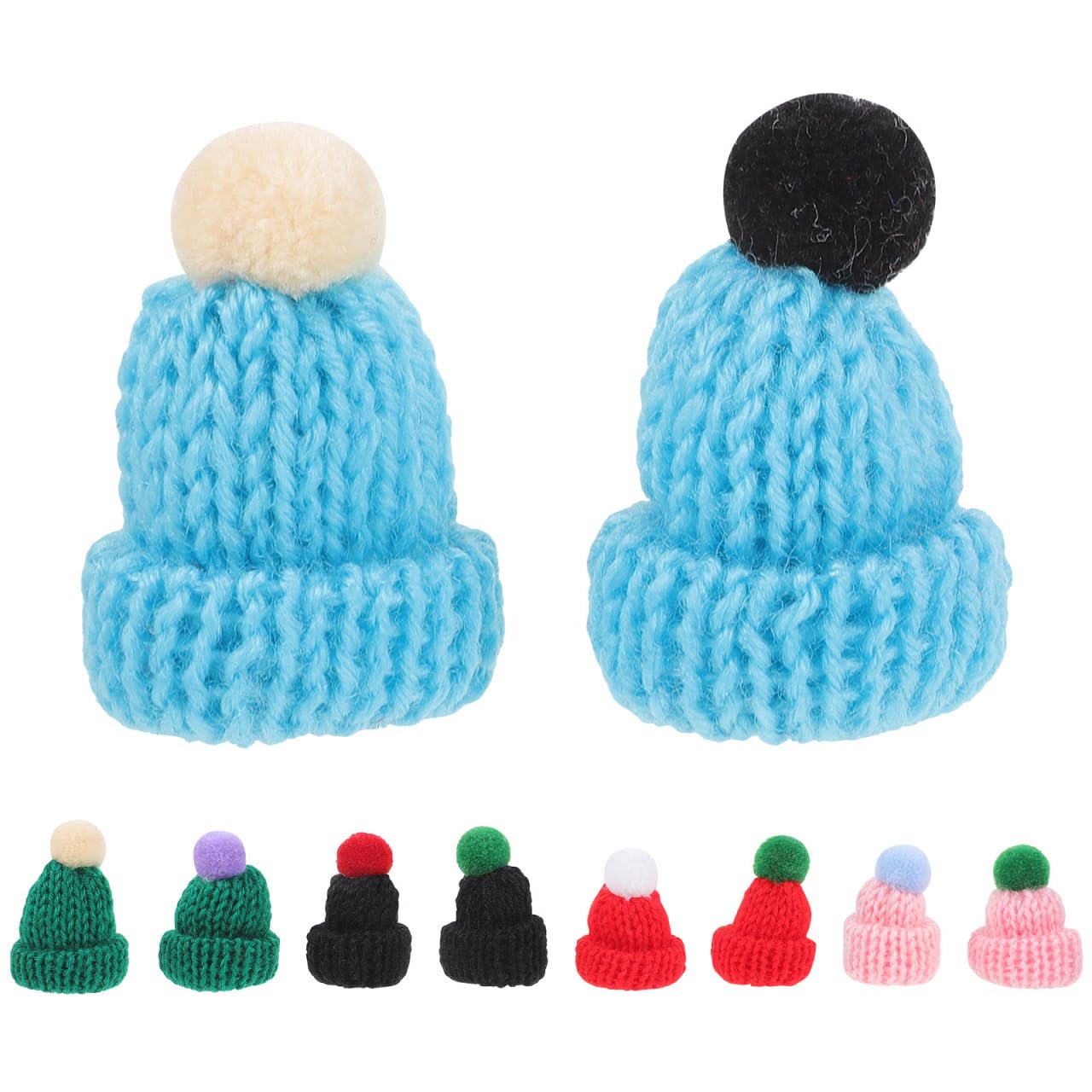 SUPVOX 10pcs Christmas Mini Knit Hat Xmas Tree Ornaments Miniature DIY Hair Accessories Crafts Cute Doll Hat Jewelry Making Mixed Color