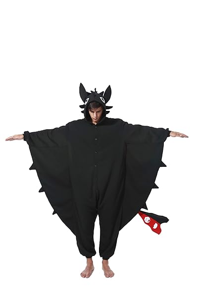 KAGUSTER UNISEX ADULT ANIMAL PAJAMAS SLEEPWEAR COSTUME PLUSH ONE-PIECE COSPLAY BLACK