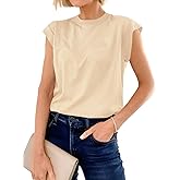 Cicy Bell Womens Cap Sleeve Cotton Tank Tops Summer Casual Loose Fit T Shirts Crew Neck Basic Tee