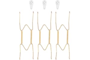 Bilillo 3 Pack Plate Hangers for The Wall, Suitable for 8-10 inch Art Plate, Stainless Steel Invisible Heavy Duty Wire Plate 
