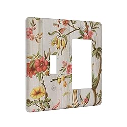 Flowers Bird Tree Retro Spring Floral Branch 2 Gang