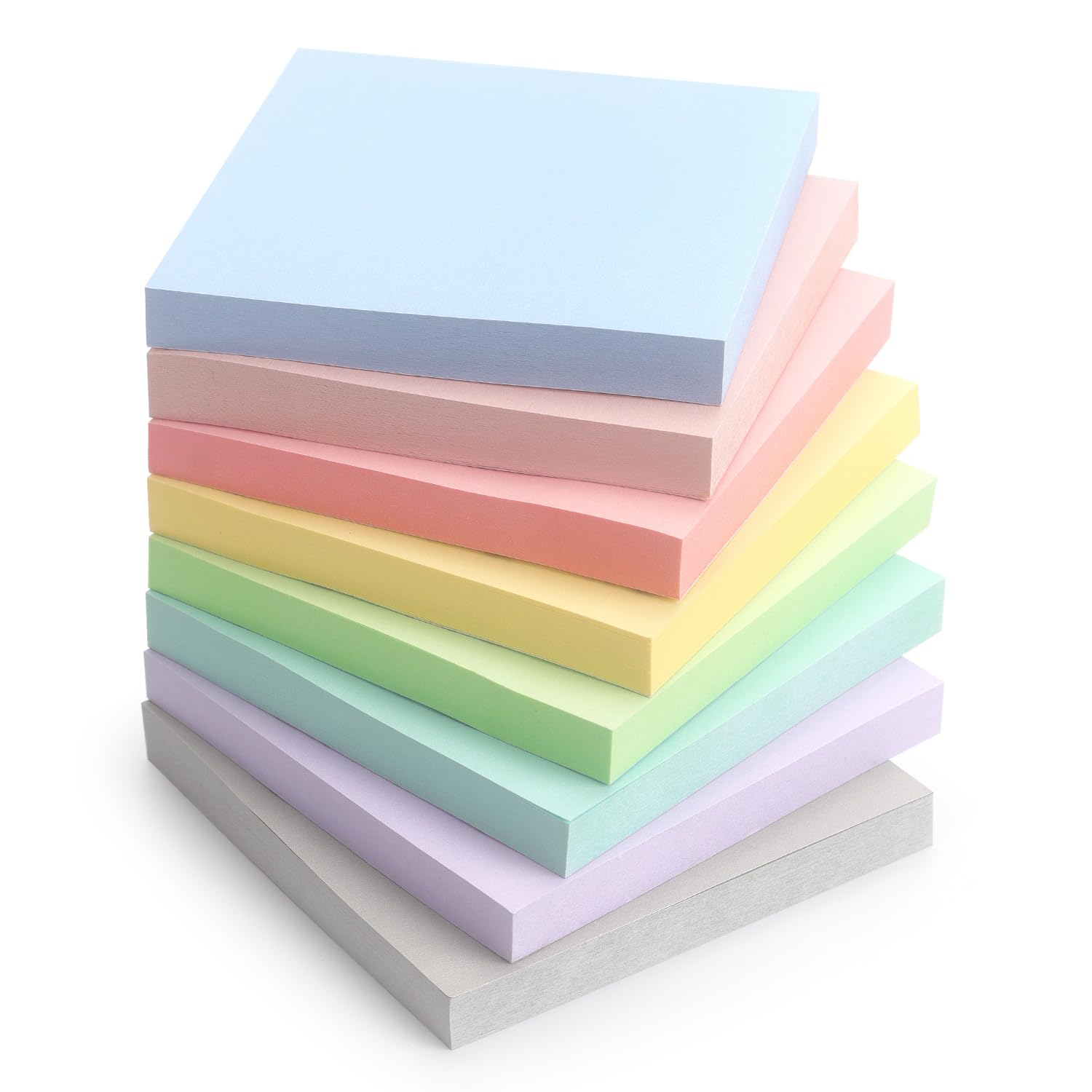 Photo 1 of Sticky Notes 3x3 Inch, 8 Pads Light Colors Self-Adhesive, 8 Assorted Pastel Colors, 80 Sheets/Pad, Reusable Notepads for Office, School, and Home