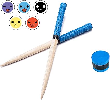 Amazon 億騰 太鼓の達人 マイバチ 交換用グリップ ゲームセンター用 太鼓 先尖型 2本 セット グリップテープ１個付き ブルー ドラムスティック 楽器