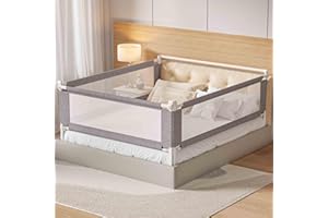 PurePapoose 3-Piece King Size Bed Rail for Toddlers - Height Adjustable Baby Bed Rail Guard with Headboard Rod,Safety Bed Rails for King Size Bed with Child Lock(78.74x78.74x74.8 Inch)