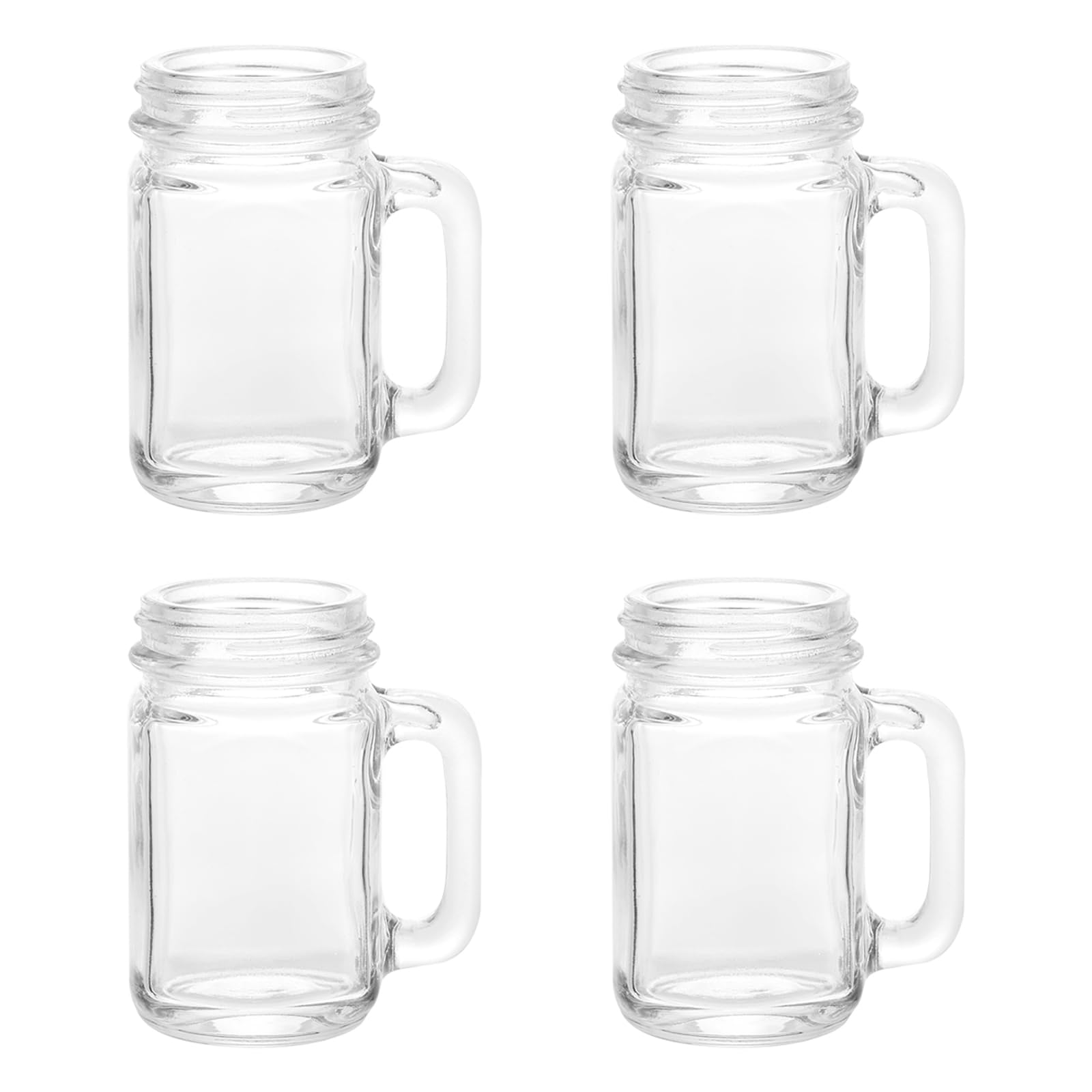 Uxcell Mason Jar Shot Glasses with Handles, 4Pcs 40ml/1.5 OZ Reusable Mini Mason Shooter Glass for Wedding Party Favors Home Bar Drinks Shot Favors Desserts