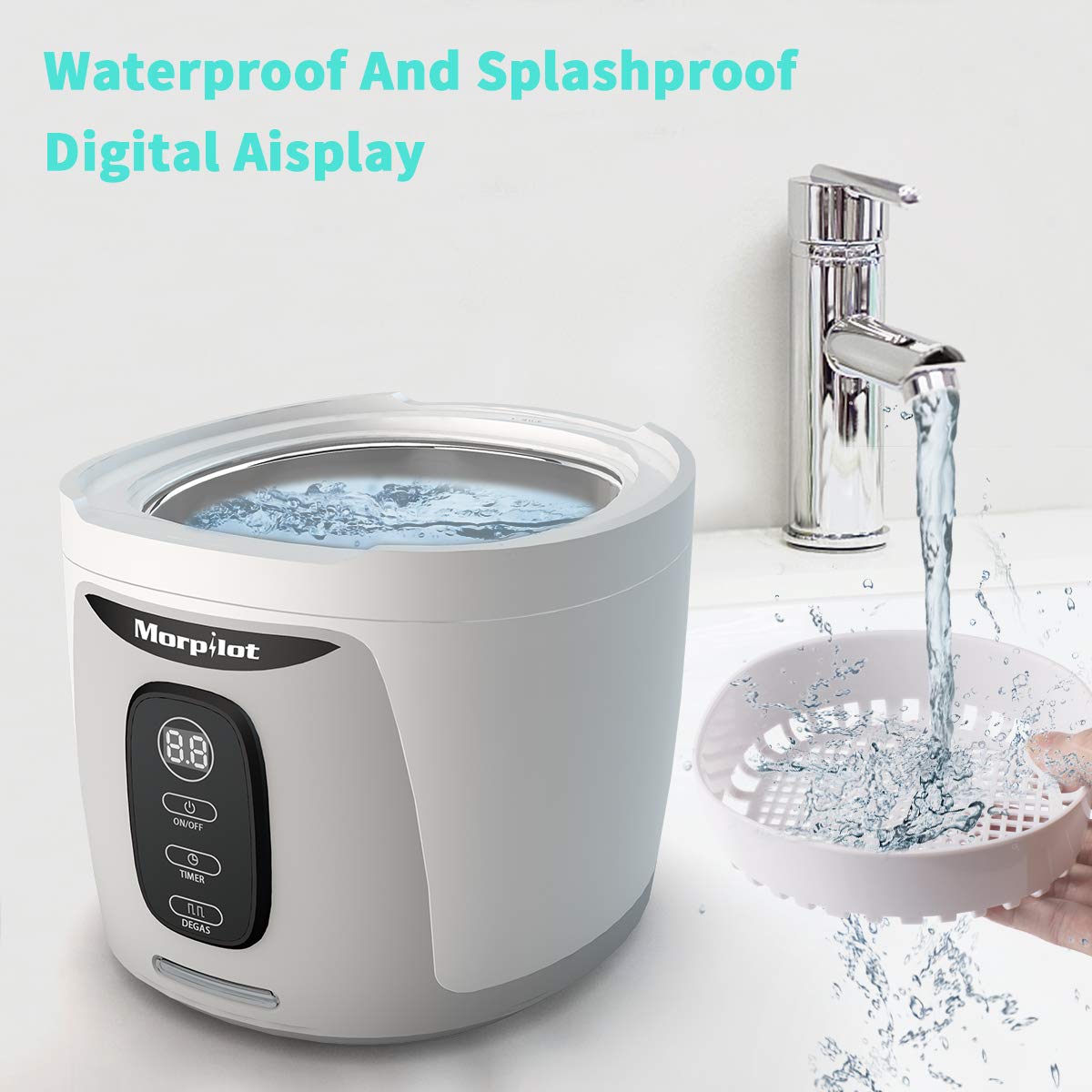 Morpilot Ultrasonic Cleaner 750ML Professional Sonic Washing Machine forJewelry,Eyeglasses, Rings, Coins,Dentures, Retainers, and Mouth Guards with UV Germicidal Lamp & Digital Timer