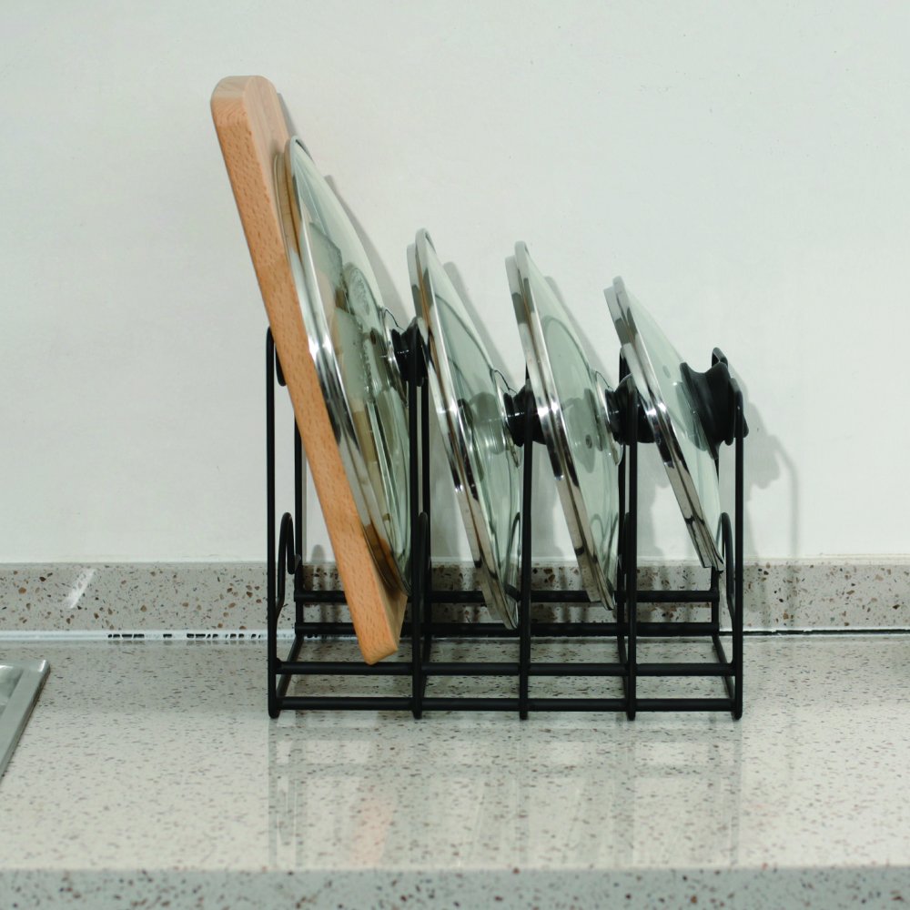 ZESPROKA Kitchen Cabinet Pot and Pan Organizer, Pot Lid Rack, Black