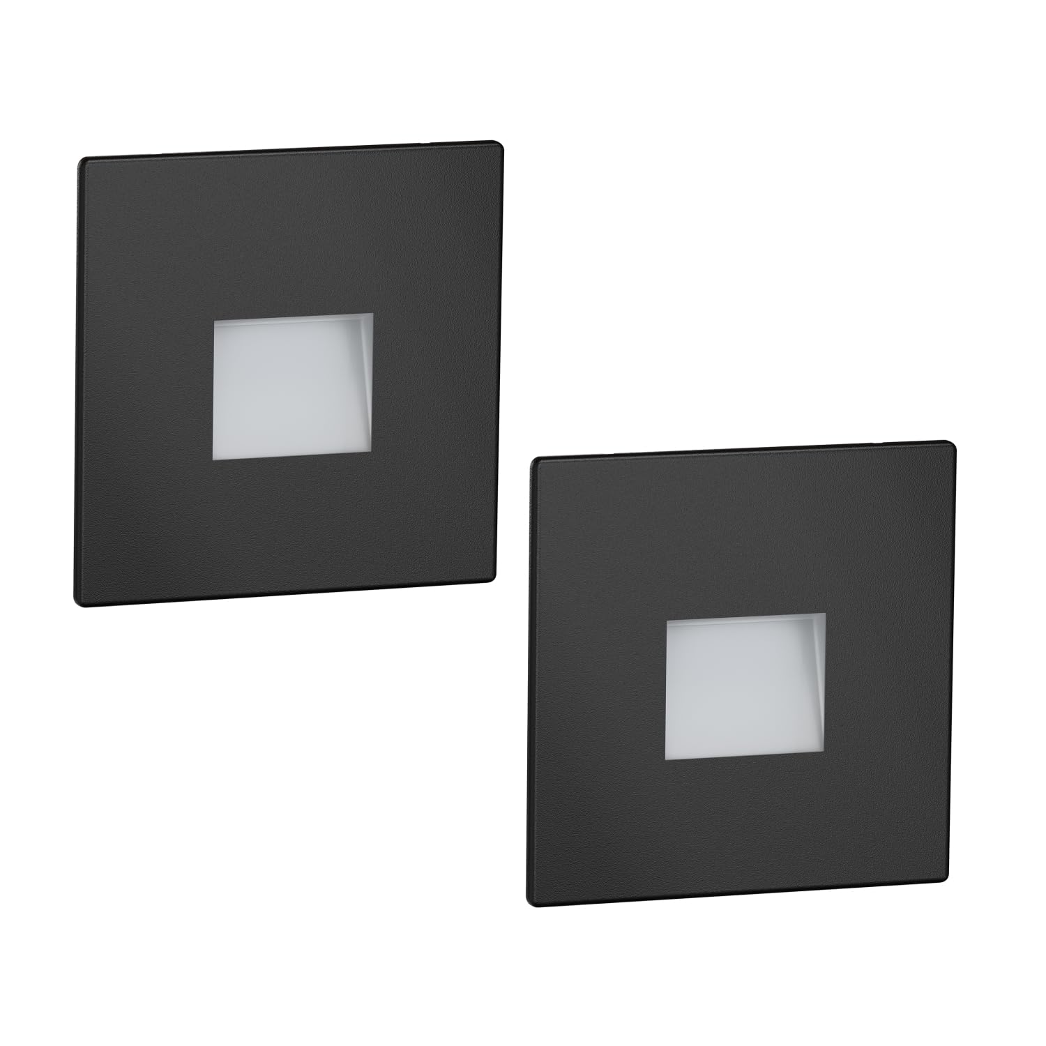 ledscom.de 2 LED Staircase Light/recessed wall Light FOW for Indoors and Outdoors, Downlight, Angular, Black, 85 x 85mm, Warm White