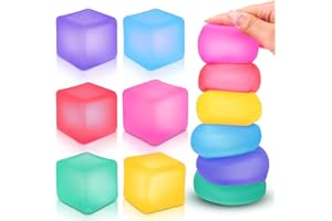 ZAXIDEEL Stress Cube 6 Pack - Squishy Fidget Toys for Relaxation, High Density Gel Filled, Fidgets for Classroom, Sensory Calming Toys for Kids Adults Children Teens