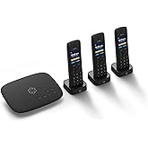 Ooma Telo VoIP with 3 HD3 Handsets Complete Home Phone System for Unlimited Nationwide Calling, Mobile App Access, and Roboca