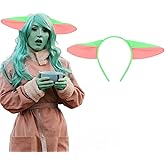 Ncozwo Cute Plush Alien Ears Headband Green Fairy Elf Ears Hair Hoop Demon Ear Hairband Ogre Headwear Halloween Hair Accessory for Carnival Parties Birthdays Cosplay Fun Hairstyles