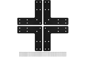XZWMY 10x10 L Post Bracket 4PCS, L Flat Mending Plate for Wood 4x4,6x6 Lumber, Black Powder Coated Heavy Duty Pergola Brackets,L Beam Bracket, L Truss Bracket,L Shape Post to Beam Connectors…