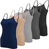 Sexy Basics Women's Camisole Tank | Semi Sheer Adjustable Spaghetti Strap Tank Top | Multi Packs & Colors