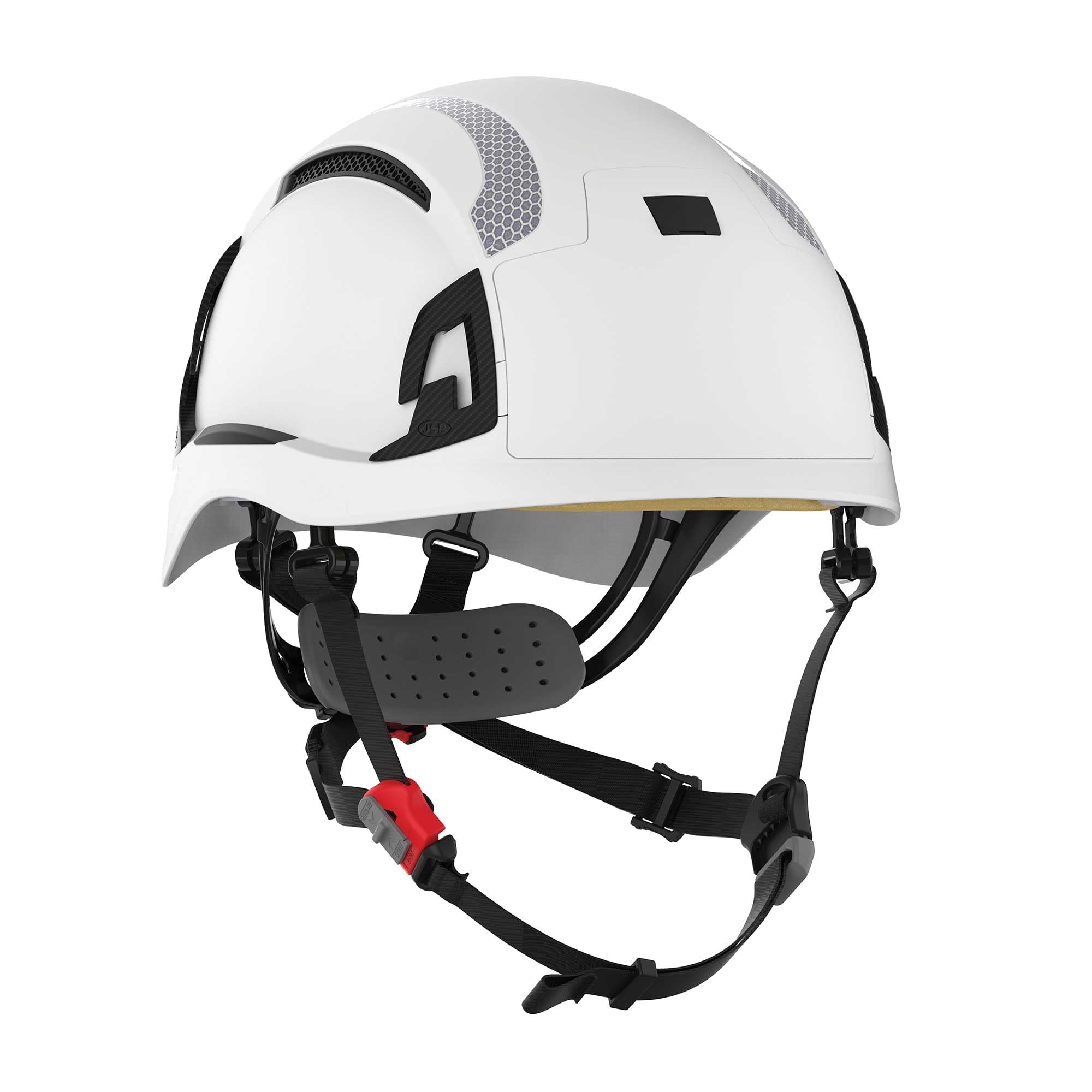 JSP EVO ALTA DUALSWITCH Industrial Climbing Safety Hard Hat Helmet - Wheel Ratchet - Vented - White - CR2 - All-Round High Impact Head Protection - Adjustable 4-point Chinstrap - EN 12492 & EN 397