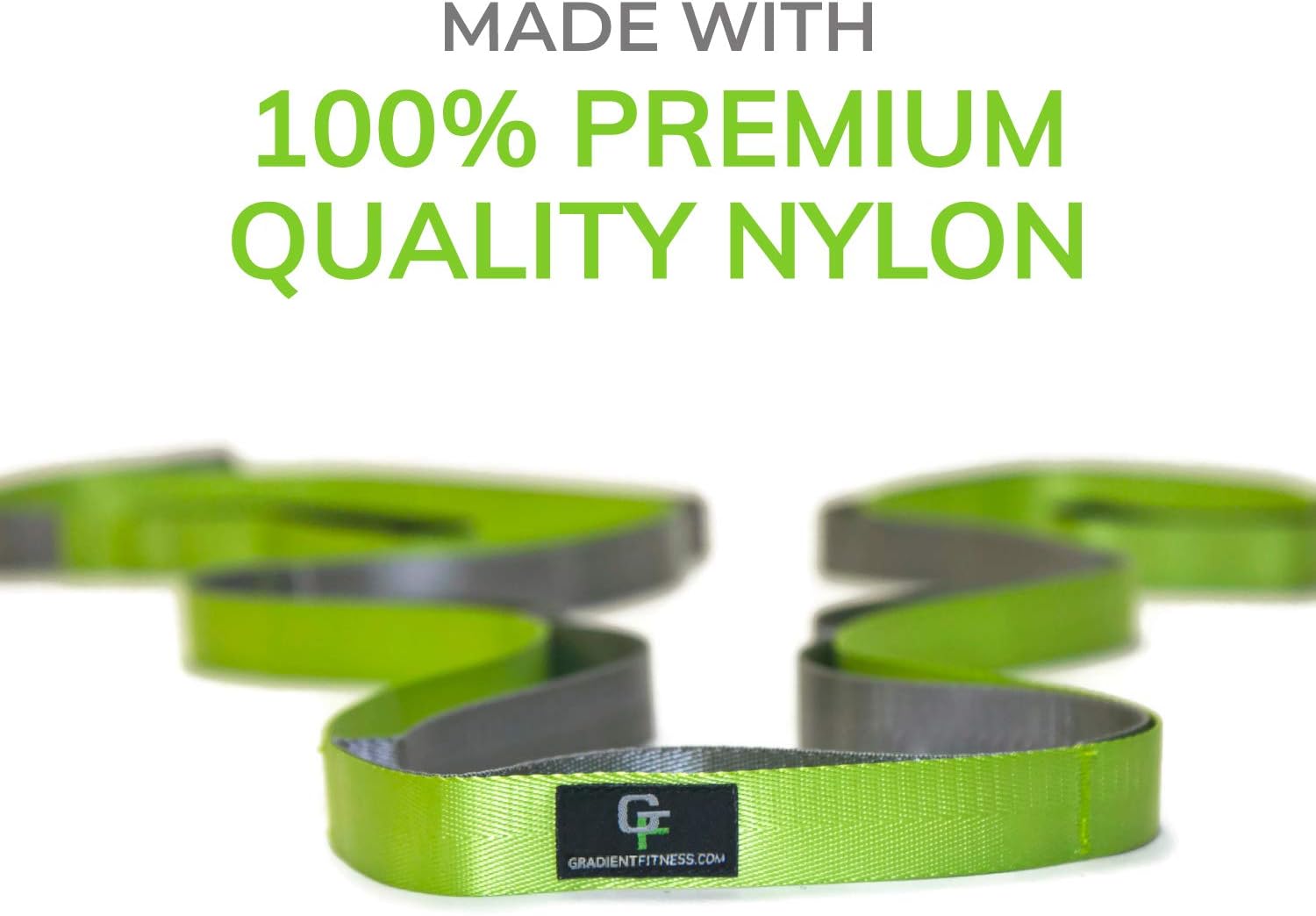 Gradient Fitness Stretching Strap LITE, 1 Inch Strap Width, Neoprene Padded Handles (Green) : Sports & Outdoors