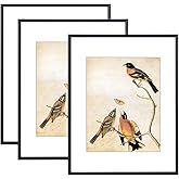 11x14 Picture Frame Set of 3, Black Metal Photo Frames with HD Glass, Fits 8x10 with Mat or 11 x 14 without Mat, for Horizontal and vertical Wall Display