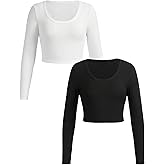 RoseSeek Girl's Long Sleeve T Shirt Slim Fit Crewneck Fall Basic Tees Ribbed Knit Crop Top for Girls