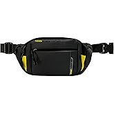 Crossbody Fanny Pack with 4-Zipper Pockets – Adjustable Waist Bag for Traveling, Hiking, Running, Cycling, Casual Hands-Free Wallets, Hip Bum Bag, Lightweight Polyester Design (Black)