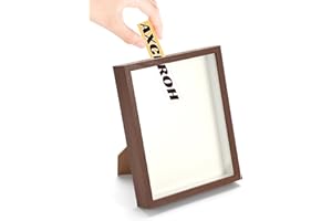 AXCEROH Upgraded 8"x10" Shadow Box Display Frame with Top Slot,MDF and Acrylic Panel, Case for DIY 3D Travel Memorabilia Crafts Tickets Pictures Dry Flowers Awards Medals Shells Piggy Bank, Coffee Brown