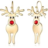 ENSKEFEN Christmas Earrings for Women Cute Reindeer Earrings Colorful Light Bulb Xmas Earrings Christmas Tree Earrings Gingerbread Deer Garland Bow Earrings Holiday Jewelry