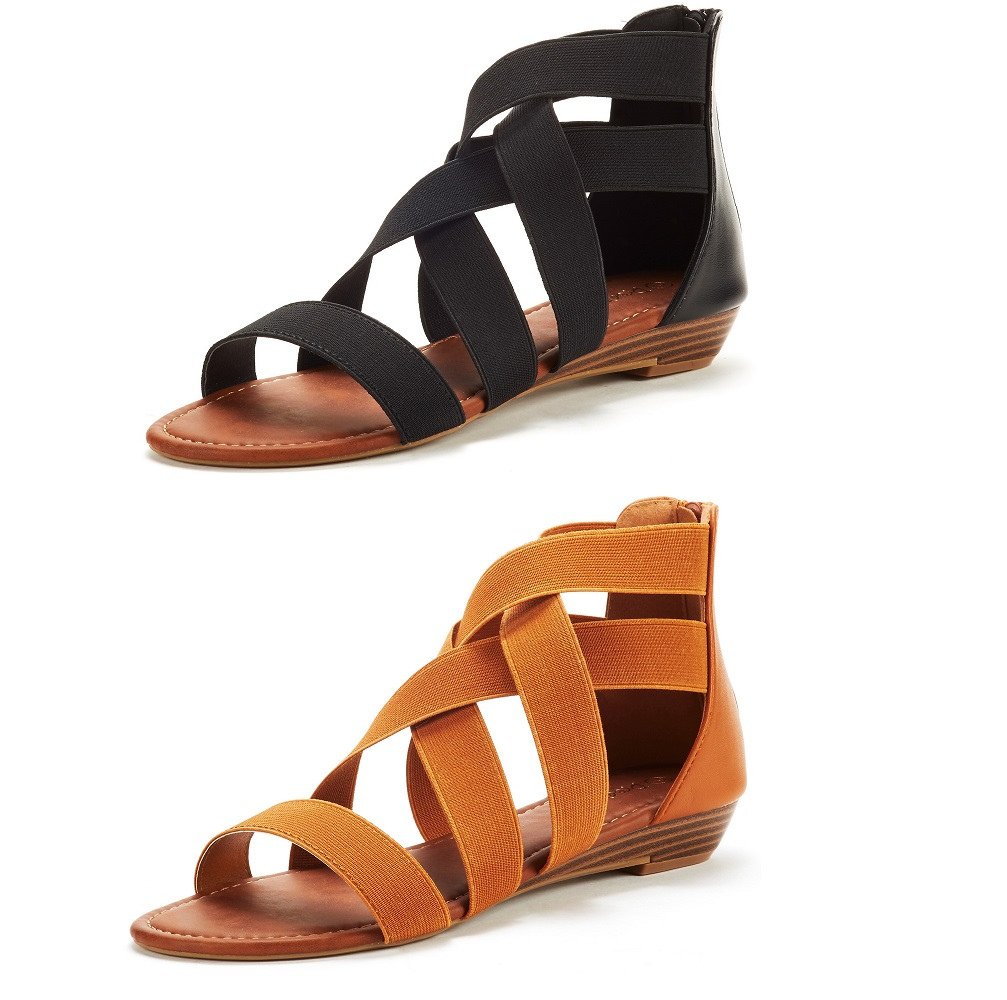 dream pairs women's ankle strap rhinestones low wedge sandals