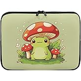 Tongluoye Mushroom Frog Laptop Sleeve for Women 15 inch Laptop Protector with Multiple Uses Computer Carrying Case Portable Tablet Bag Lap Top Case Cute Laptop Protector Green