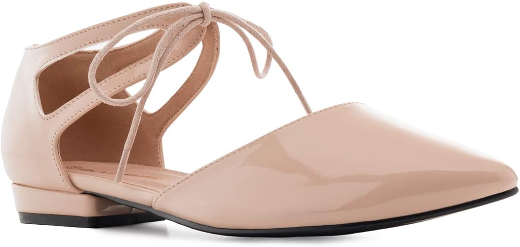 lace up nude flats