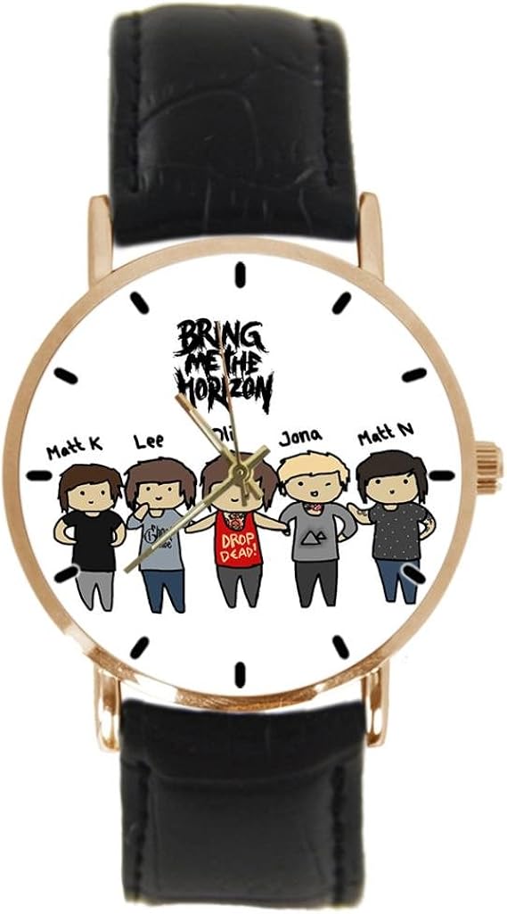 Amazon Bring Me The Horizon カスタムメイドのステンレス鋼ニュートラルファッションカジュアル革ストラップ金時計 良い贈り物 レディース腕時計 腕時計 通販