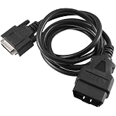 X AUTOHAUX 1.5m OBDII OBD2 Male to 15 Pin Male Main Cable Diagnostic Tool Adapter Connector Cable for Autel MaxiDiag Elite MD802 Scanner