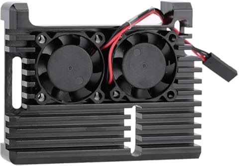 Hopcd Estuche de Ventilador de Doble enfriamiento para Raspberry Pi Armadura de aleación de Aluminio Estuche con Ventilador de Doble Enfriador para Raspberry Pi 4 Modelo B
