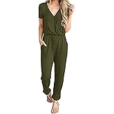 PRETTYGARDEN Jumpsuits for Women 2026 Spring Summer Casual Dressy Short Sleeve Romper Airport Vacation Travel Outfits