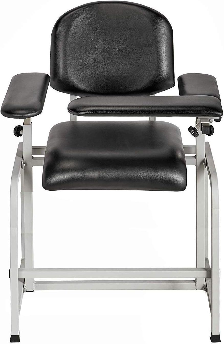 Helsevesen Extra Tall Blood Drawing Chair with Padded Seat Black, Adjustable Height with Flip Arm, Pediatric Phlebotomy Chair