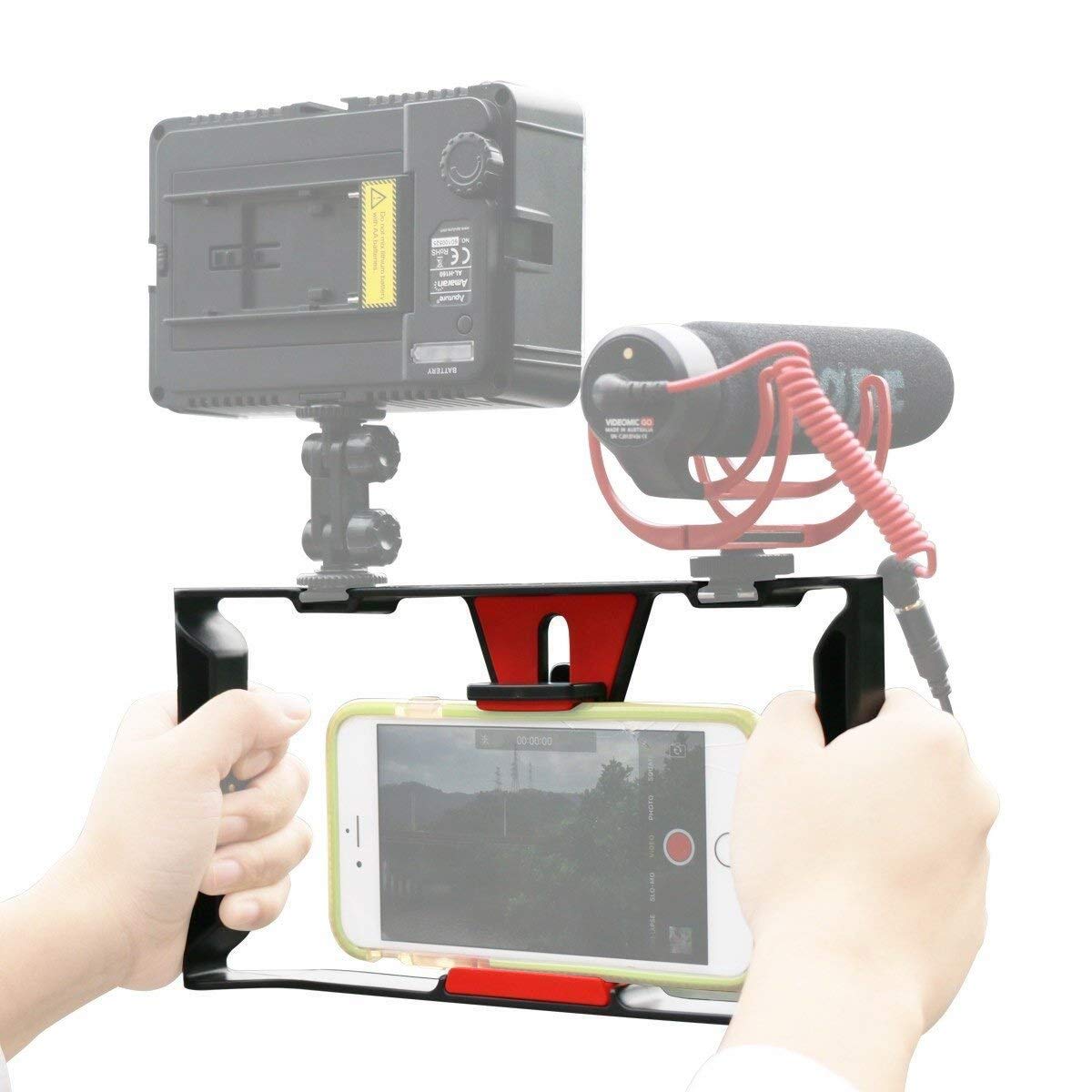 Smartphone Video Rig - Ulanzi Smartphone Filmmaking Recording Vlogging Rig Case,Cell Phone Movies Mount Stabilizer for Mobile Phone Film-Maker Videographer for iPhone Xs Max XR X 8 7 Plus (U-Rig)