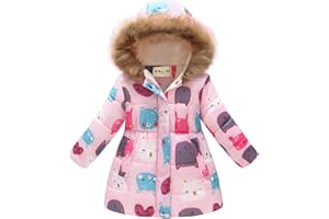 Miss Bei Girl's Winter Coat Jacket Hooded Kids Toddler Flower Print Parka Outwear Warm Cotton Puffer Hooded Jacket