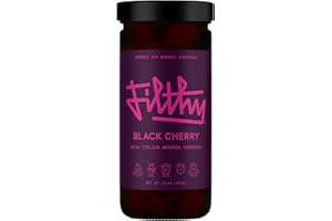 FILTHY FOOD Filthy Cocktail Amarena Black Cherries, Premium Cocktail Garnish, All Natural Wild Italian Amarena Black Cherry, Non-GMO, Gluten Free, Vegan, Slow-Cooked, 11 Oz Jar, 45 Cherries