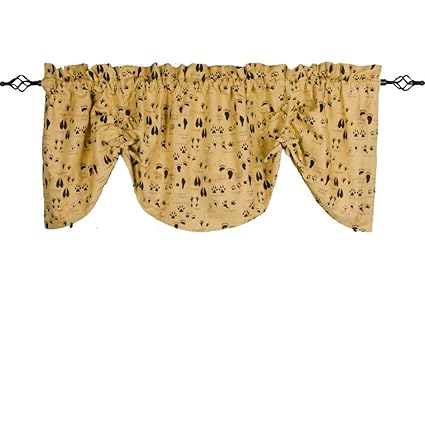 Home Collections by Raghu 72x36 Paw Print on Canvas Manila Gathered Valance