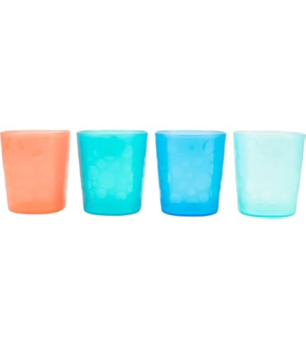 NUK Fun Grips Lot De 4 Gobelets à Bec Rigide, 300 Ml, Bleu Et Vert, 12