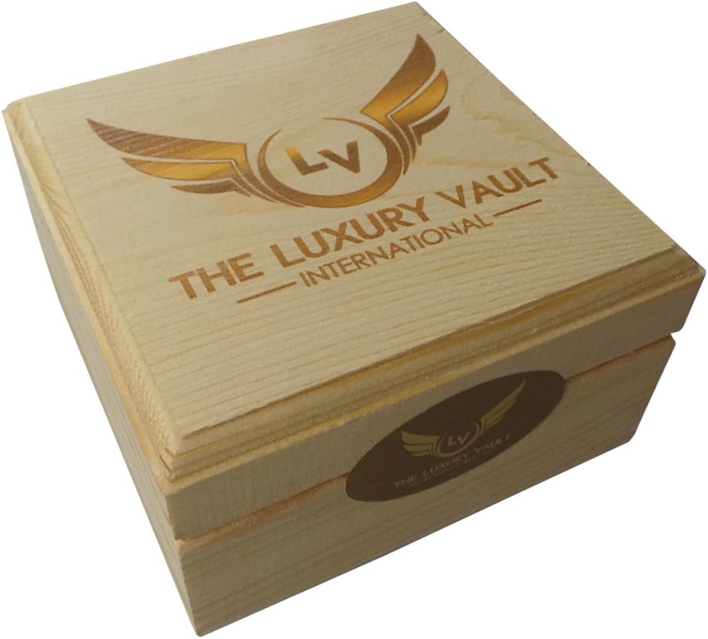TLVTLV Camper Van Luxury 24 Carat Gold Coated Pocket Watch in Wooden Gift Case Classic Vintage Camper