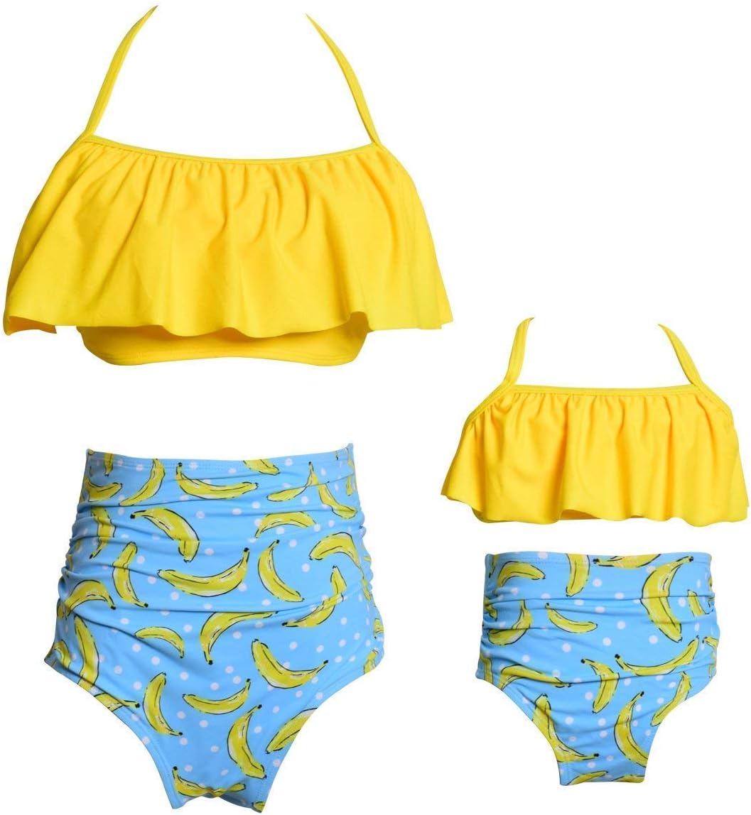 PURFEEL Mother and Daughter Swimwear Family Matching Swimsuit Girls Swimwear
