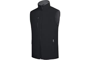 FIT SPACE Men's Softshell Vest Fleece-Lined Windproof Sleeveless Jacket for Travel Hiking Fishing Running Golf