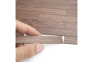 Odoria Dollhouse Flooring Sheets Miniature: 1/12 Miniature Wood Floor Tiles Diorama Display Room Construction Vintage Dark Br